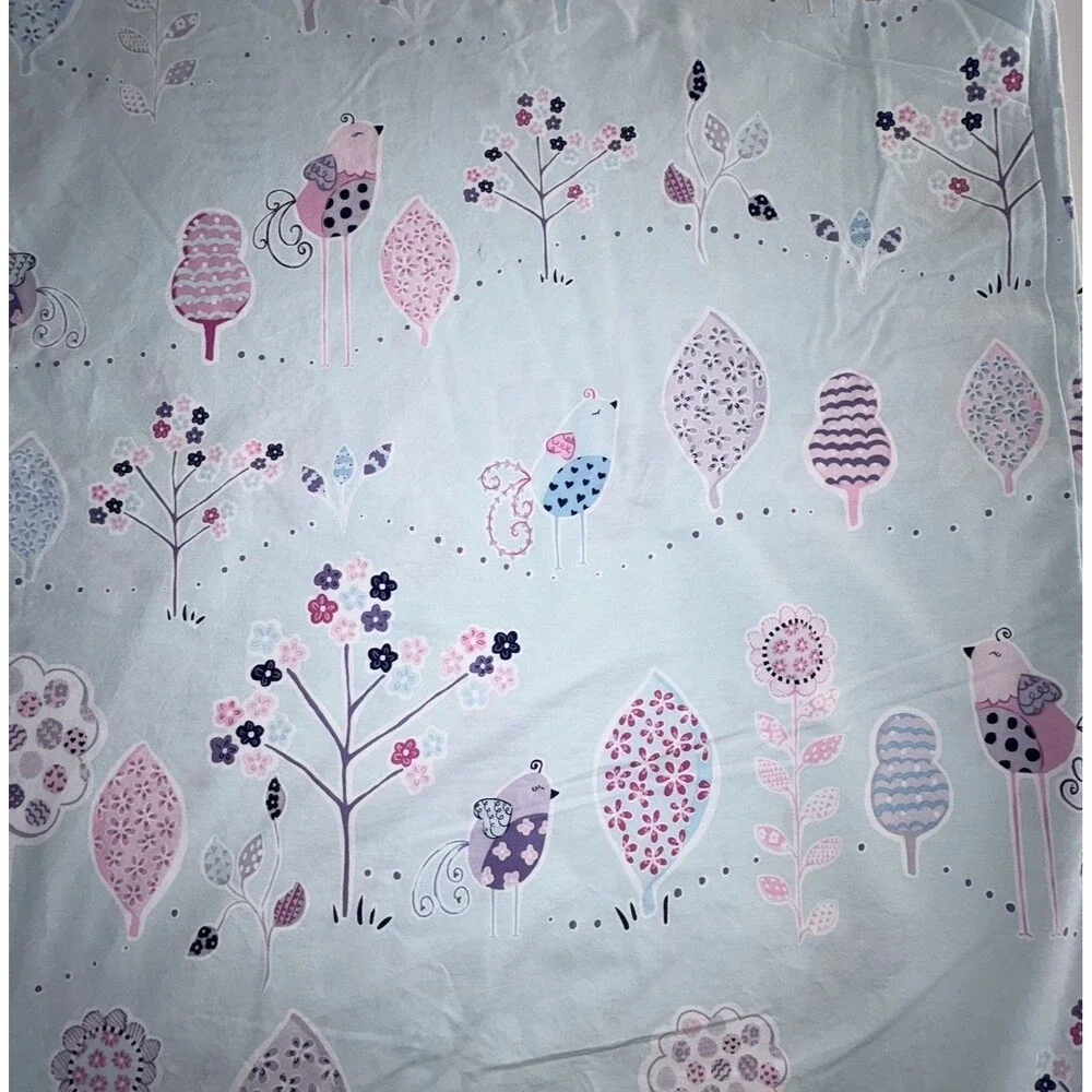 Pottery Barn Kids Birdie Duvet Cover Full/Queen Organic Cotton Blue & Pink